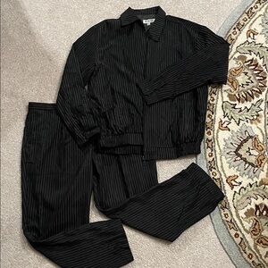 2 piece Men’s Black Pinstripe Jacket and Pants Set